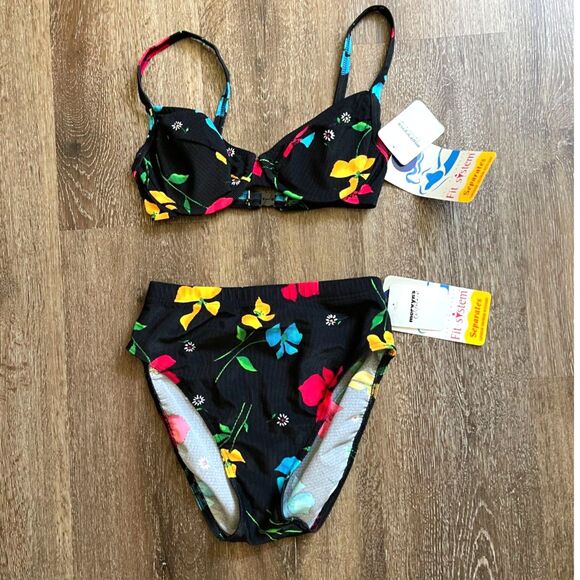 Vintage New Bathing Suit Mervyn's Fit System Bikini 2 Piece High Waist Size 8/10 - Picture 1 of 15